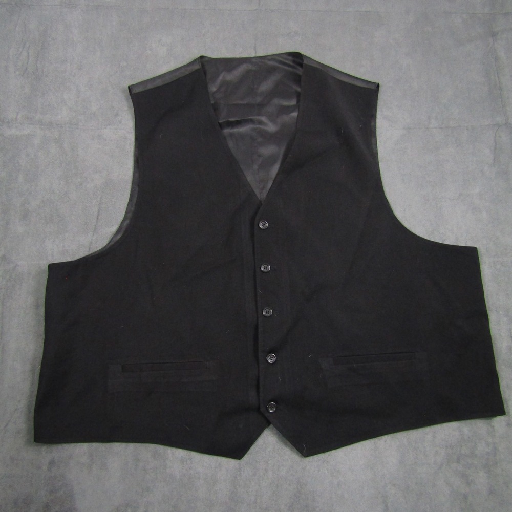 Midtown Man Suit Separates Vest Men 2XL Black Formal Waistcoat Wedding